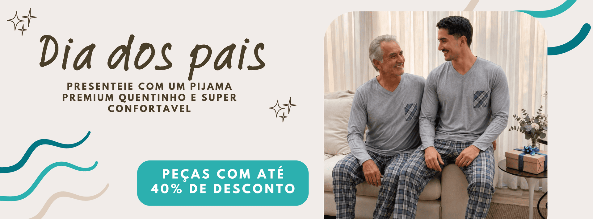 Banner Dia dos Pais Bite SleepWear - Até 40% de desconto na linha Outlet